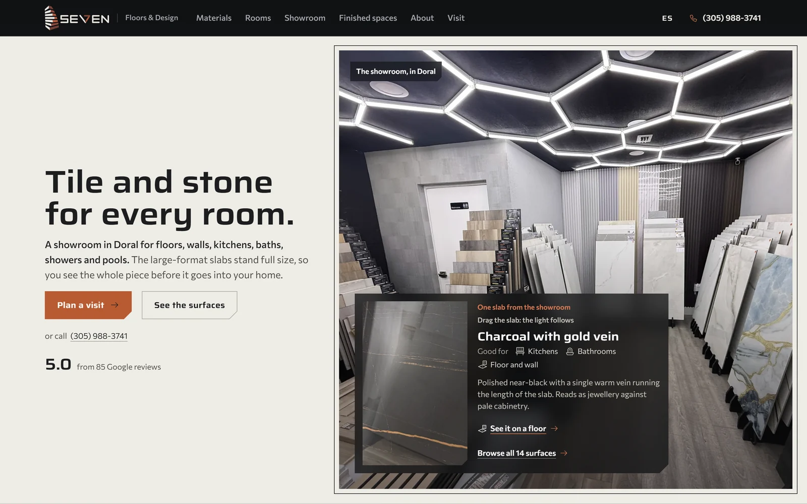Seven Floors & Design: Showroom de losas y piedra · Doral