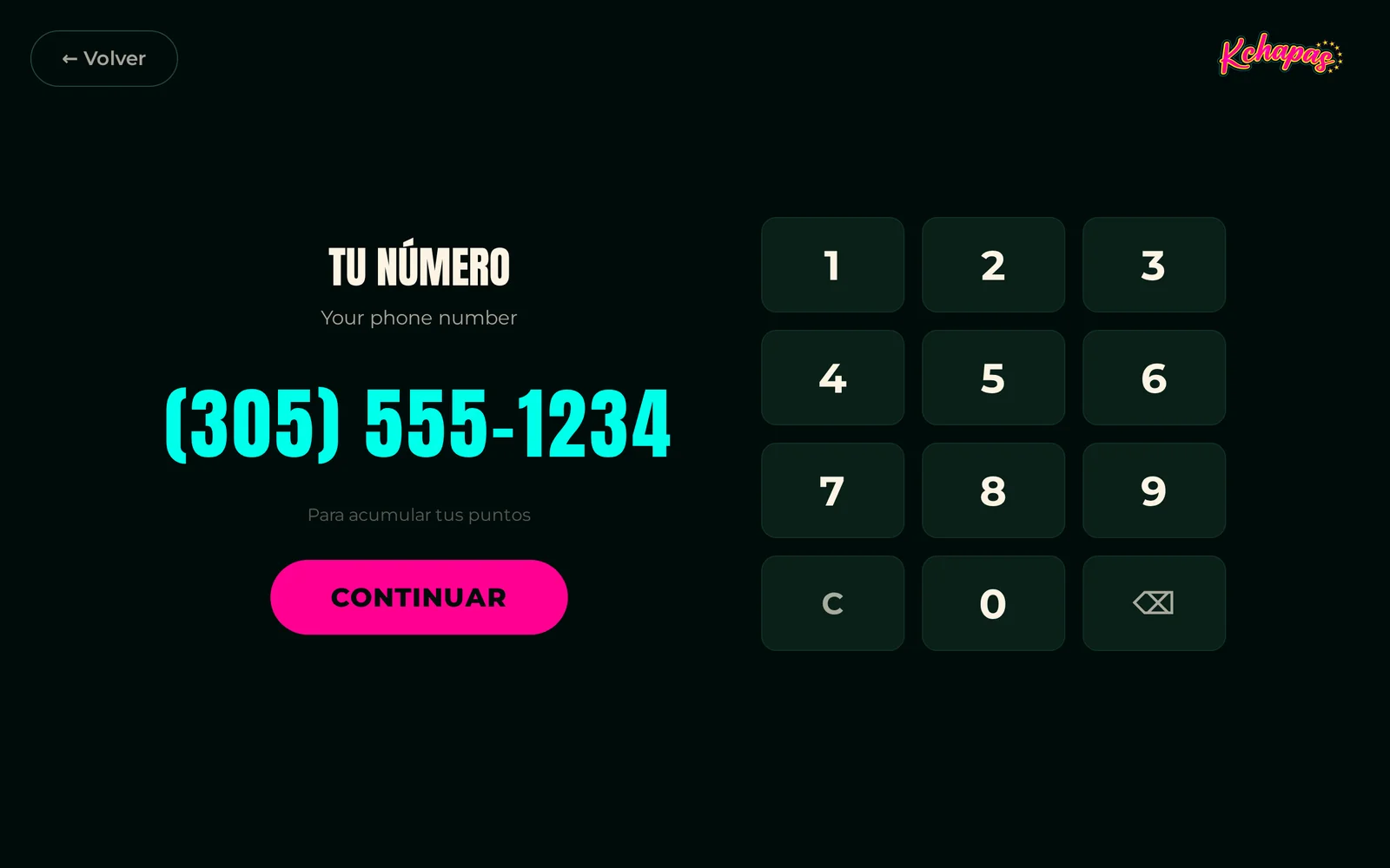 Teclado para el número (número de demostración)