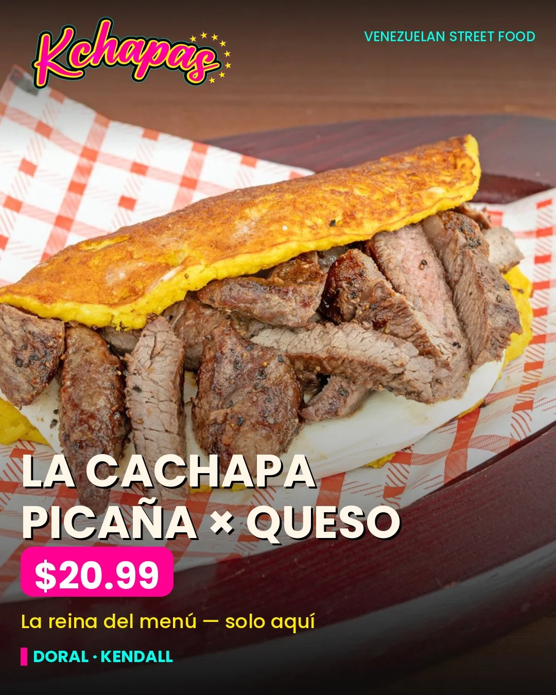 Publicación de la cachapa de picaña con precio