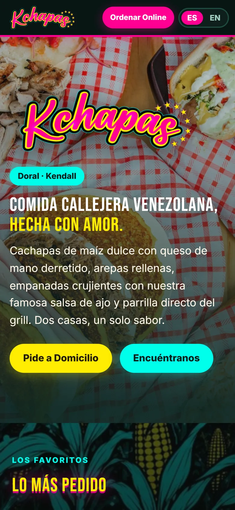 Página principal de K'Chapas, móvil